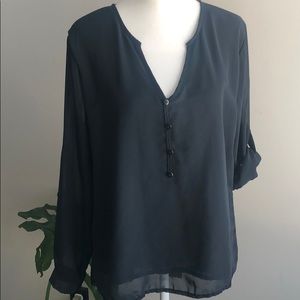 Sheer Black Blouse Longer In The Back XXL